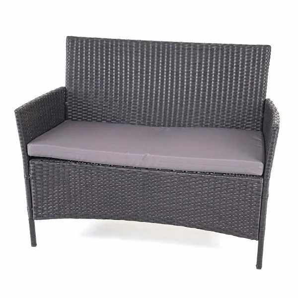 Sedia da Giardino Mendler set da giardino polyrattan HWC-D82 set lounge nero con cuscini antracite 64504