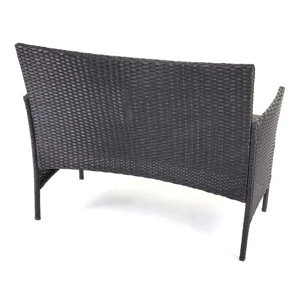 Sedia da Giardino Mendler set da giardino polyrattan HWC-D82 set lounge nero con cuscini antracite 64504