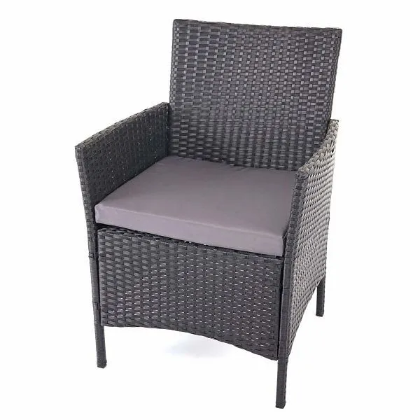 Sedia da Giardino Mendler set da giardino polyrattan HWC-D82 set lounge nero con cuscini antracite 64504