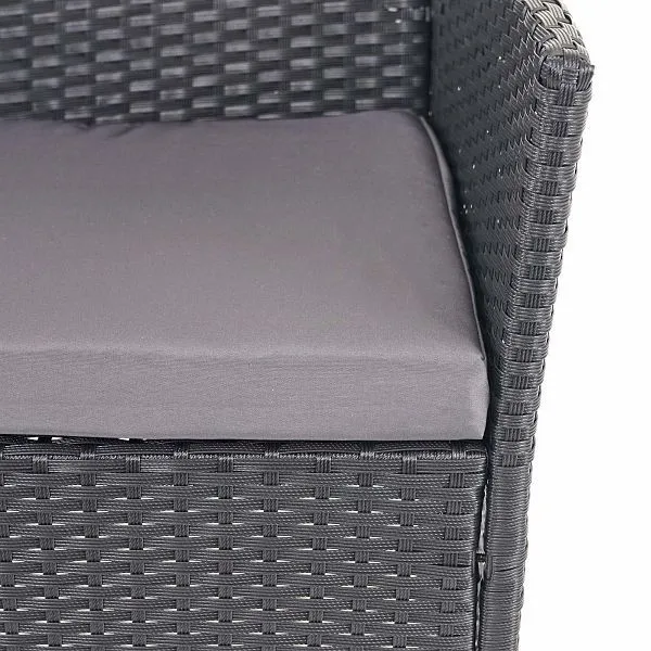 Sedia da Giardino Mendler set da giardino polyrattan HWC-D82 set lounge nero con cuscini antracite 64504