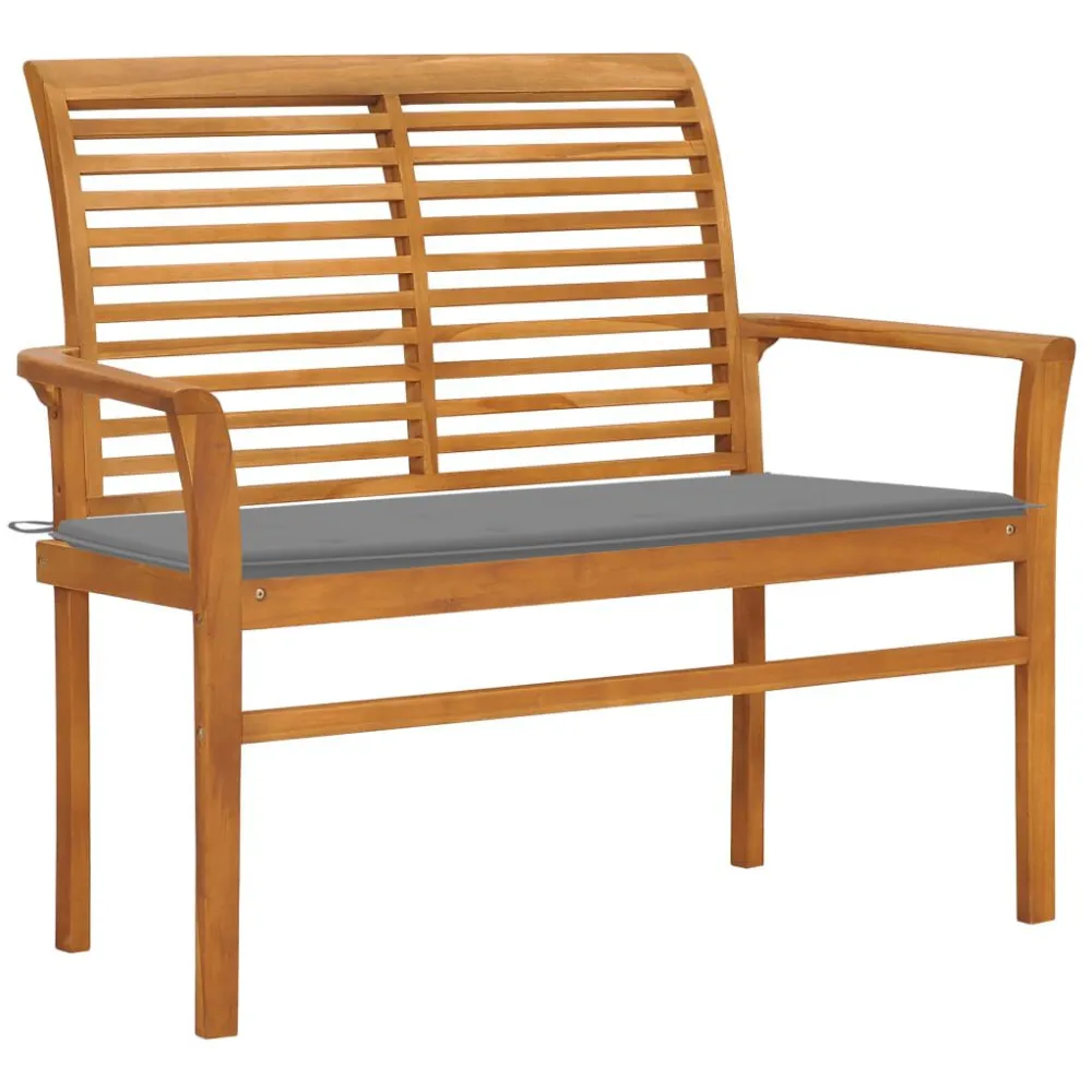 Sedia da Giardino Panca da Giardino con Cuscino Grigio 112 cm Legno di Teak