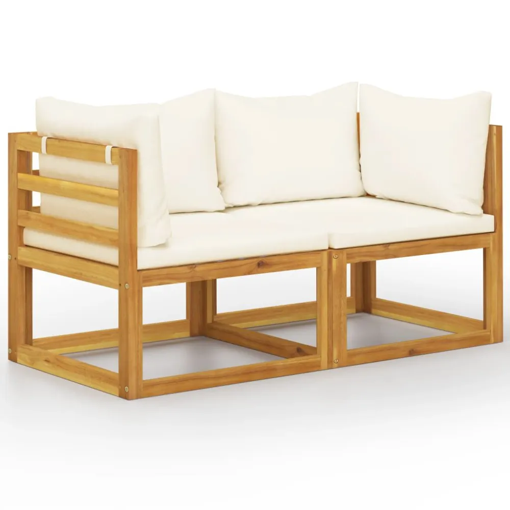 Sedia da Giardino Panchina da Giardino 2 Posti con Cuscini Bianco Crema