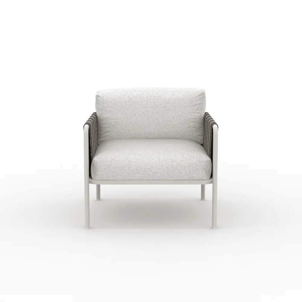 Sedia da Giardino Poltrona bassa lounge metallo "Hamptons" con cuscini cm 80x80 84h