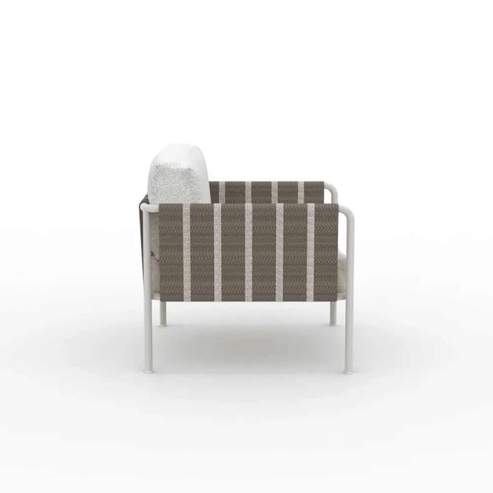 Sedia da Giardino Poltrona bassa lounge metallo "Hamptons" con cuscini cm 80x80 84h