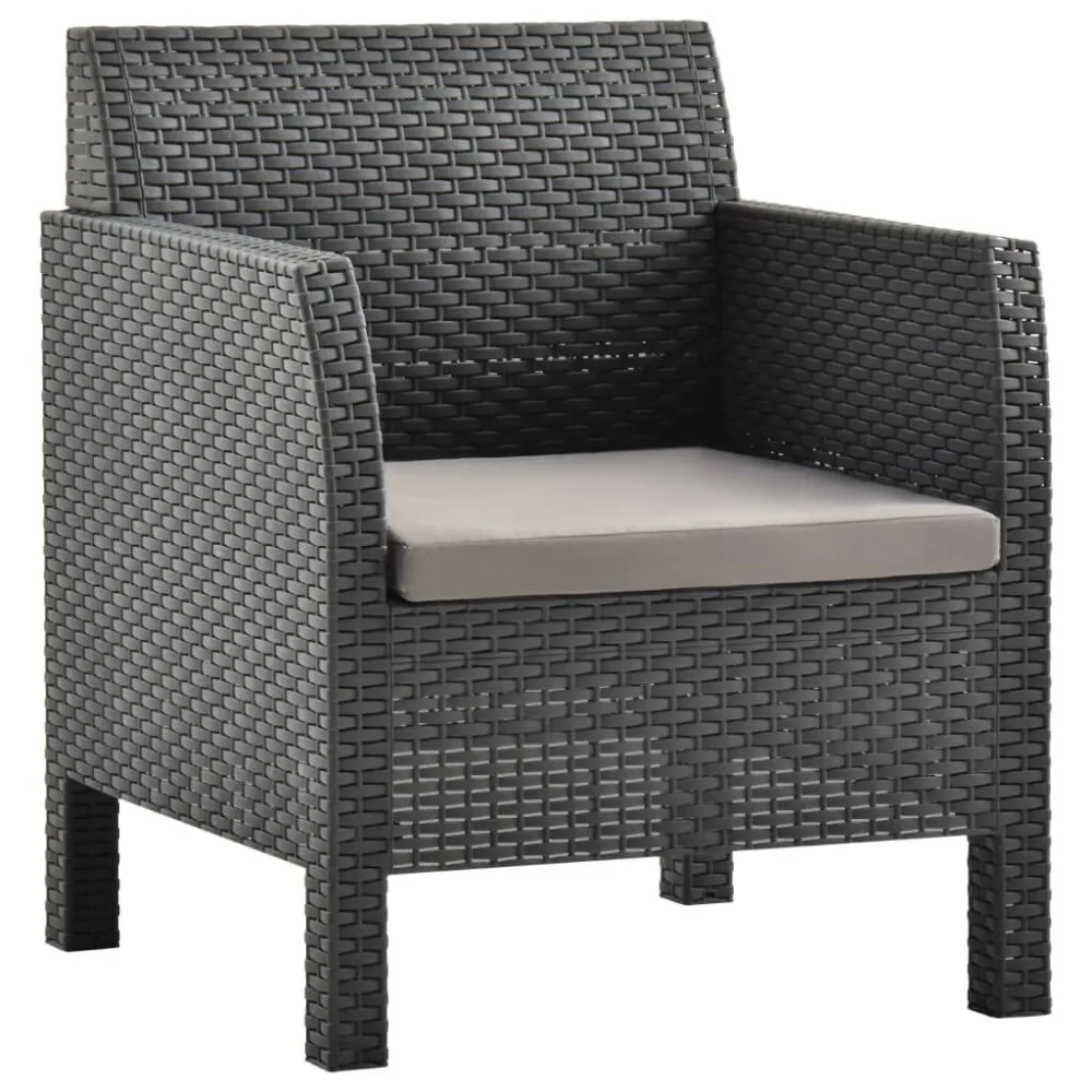 Sedia da Giardino Sedia Sdraio da Giardino con Cuscino Rattan PP Antracite