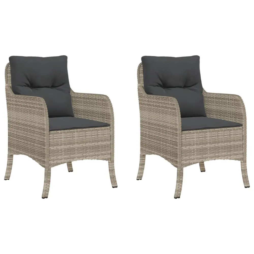 Sedia da Giardino Sedie da Giardino con Cuscini 2 pz Grigio Evidente Polyrattan