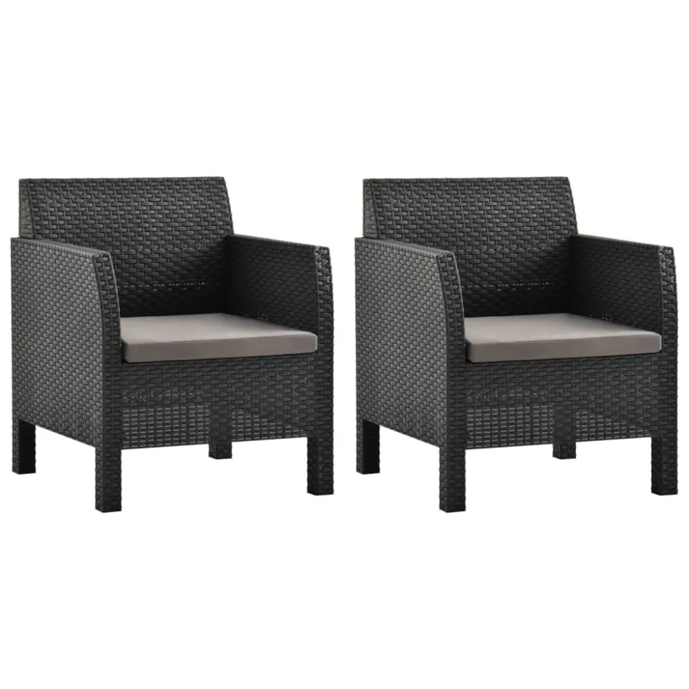 Sedia da Giardino Sedie da Giardino con Cuscini 2 pz Rattan PP Antracite