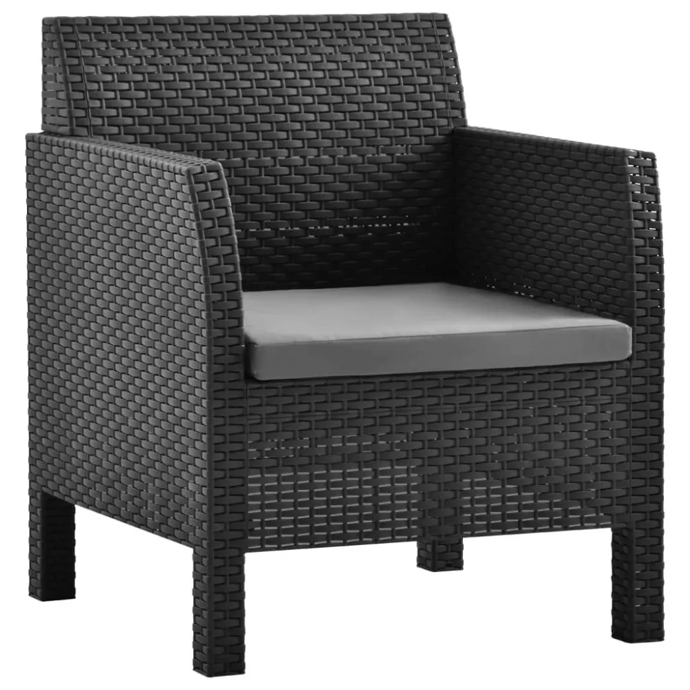 Sedia da Giardino Sedie da Giardino con Cuscini 2 pz Rattan PP Antracite