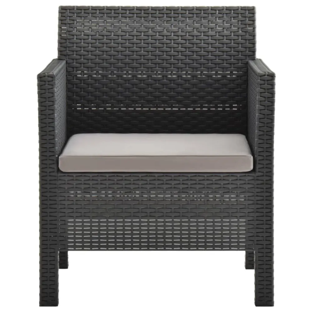 Sedia da Giardino Sedie da Giardino con Cuscini 2 pz Rattan PP Antracite