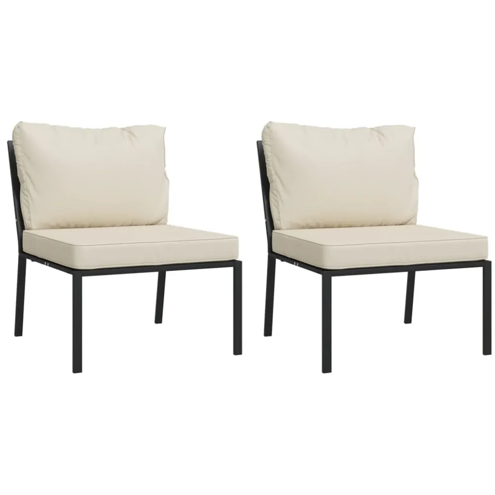 Sedia da Giardino Sedie da Giardino con Cuscini Sabbia 2pz 60x74x79 cm Acciaio
