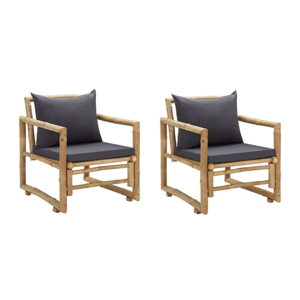 Sedia da Giardino Sedie da Giardino con Cuscini 2 pz Bambù