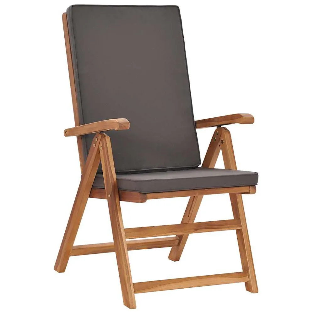 Sedia da Giardino Sedie da Giardino con Cuscini 2 pz Legno di Teak Grigio