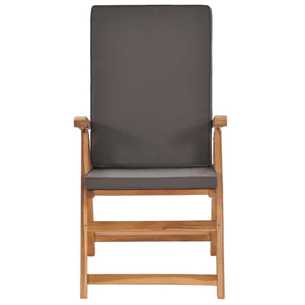 Sedia da Giardino Sedie da Giardino con Cuscini 2 pz Legno di Teak Grigio