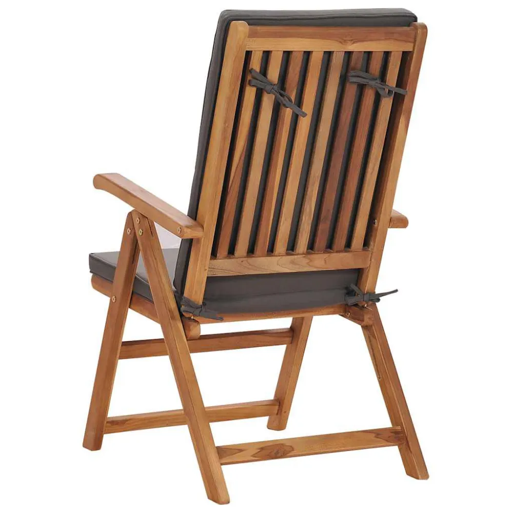 Sedia da Giardino Sedie da Giardino con Cuscini 2 pz Legno di Teak Grigio