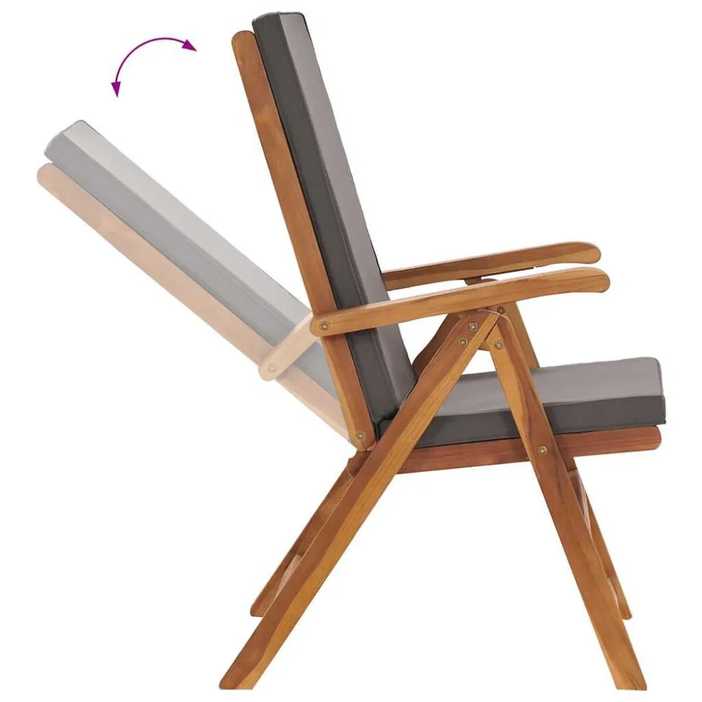 Sedia da Giardino Sedie da Giardino con Cuscini 2 pz Legno di Teak Grigio