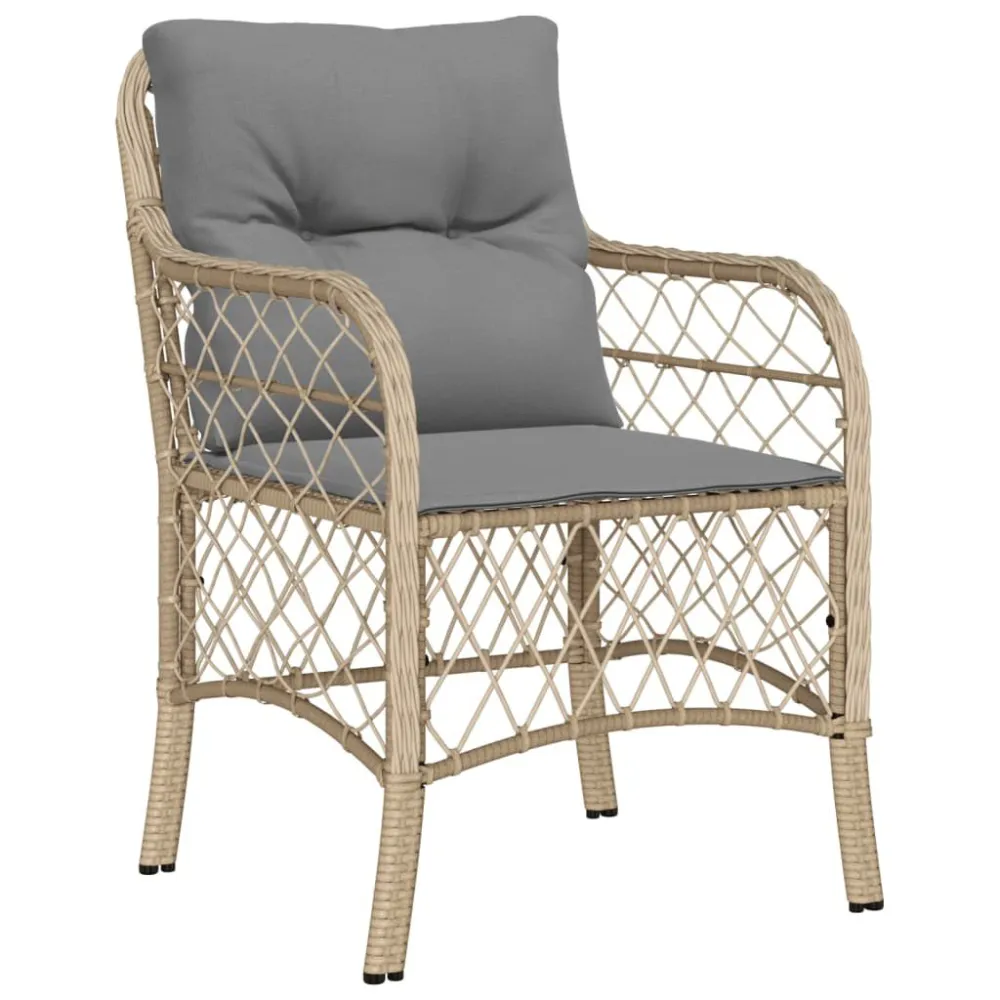 Sedia da Giardino Sedie da Giardino con Cuscini 2 pz Sabbia Misto Polyrattan