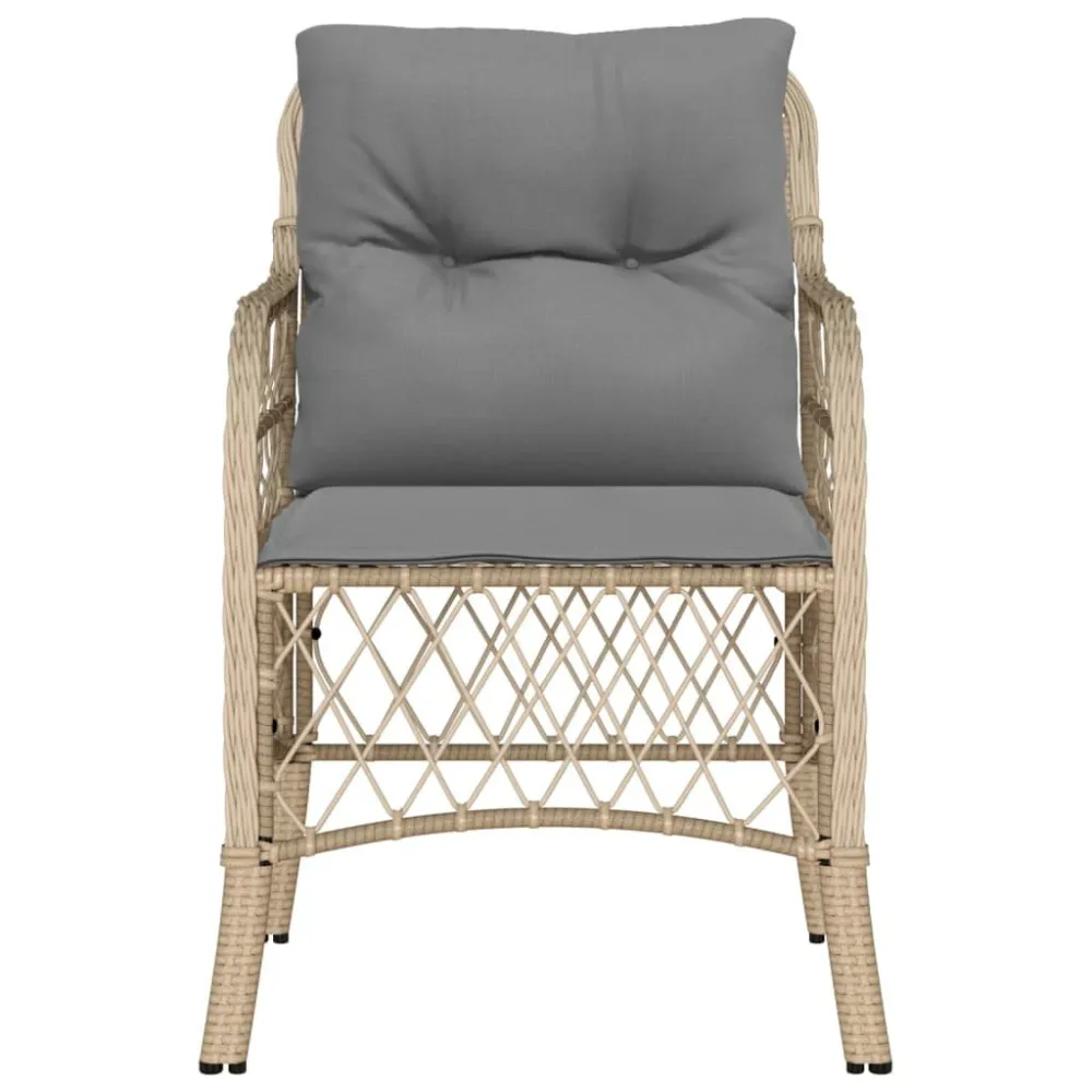 Sedia da Giardino Sedie da Giardino con Cuscini 2 pz Sabbia Misto Polyrattan