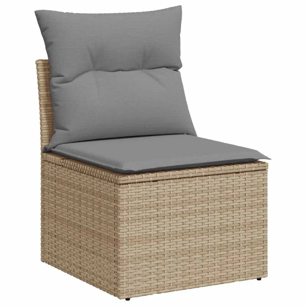 Sedia Giardino Senza Braccioli con Cuscini Panna Polyrattan