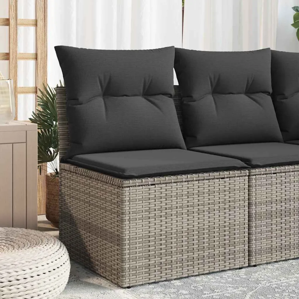 Sedia Giardino Senza Braccioli con Cuscini Grigio Polyrattan Materiale Alluminio Anodizzato