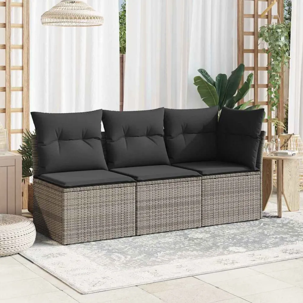 Sedia Giardino Senza Braccioli con Cuscini Grigio Polyrattan Materiale Alluminio Anodizzato