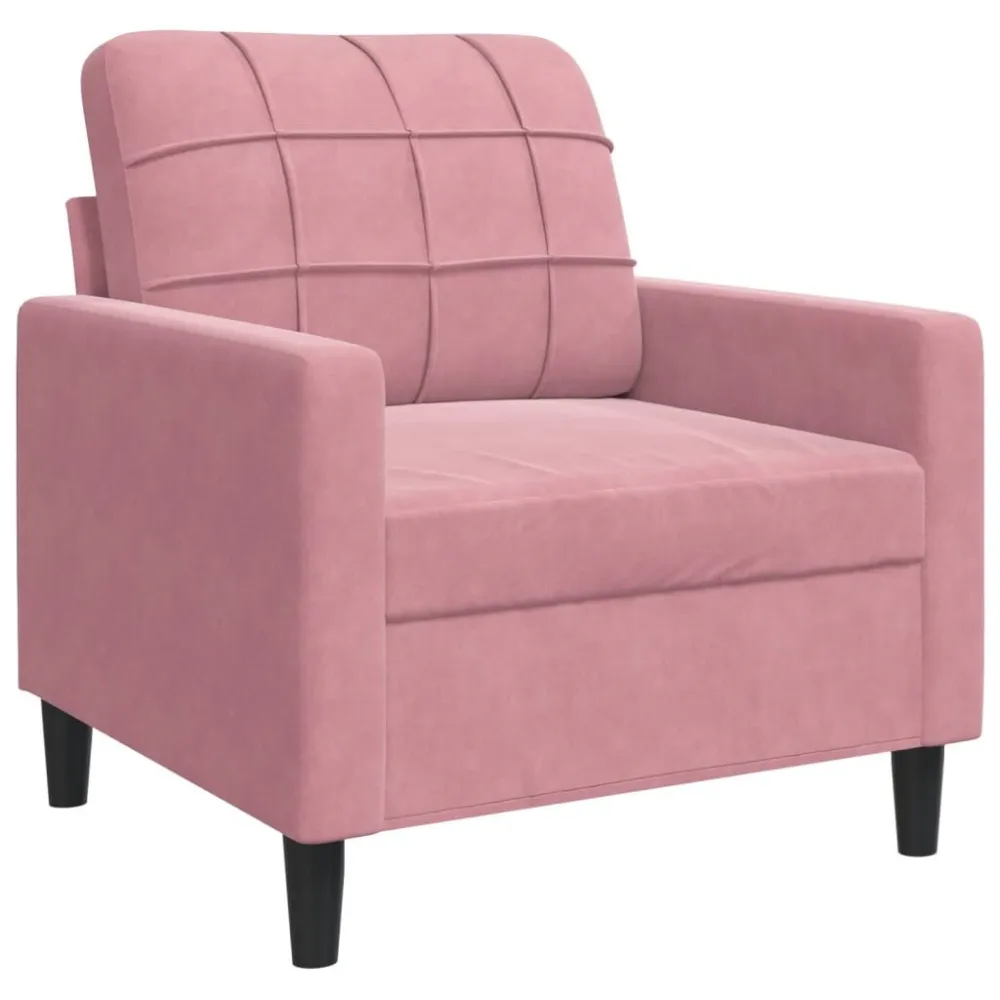 Sedia da Giardino Set di Divani 3 pz con Cuscini rosa Velluto