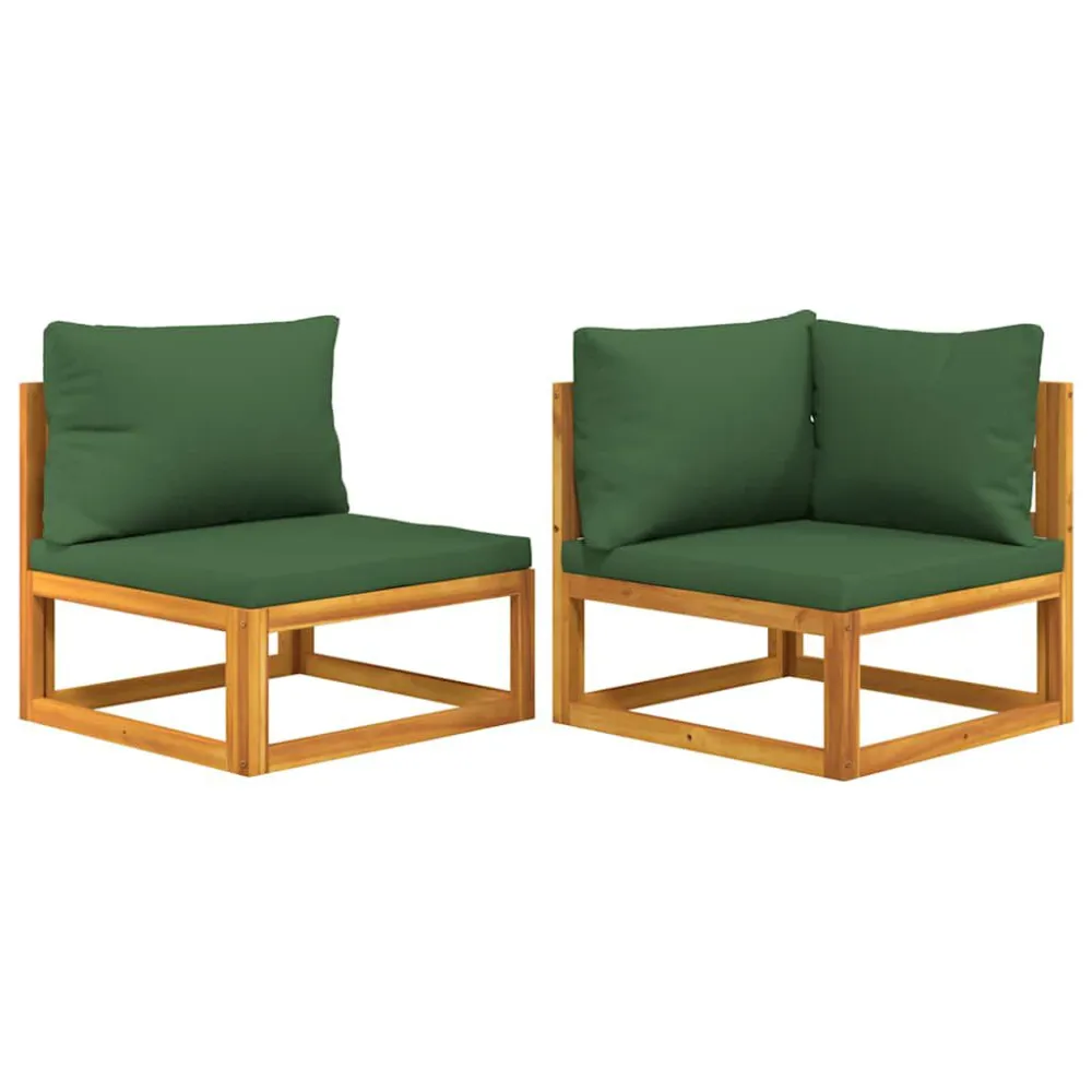 Sedia da Giardino Set Divani da Giardino 2pz con Cuscini Legno Massello di Acacia