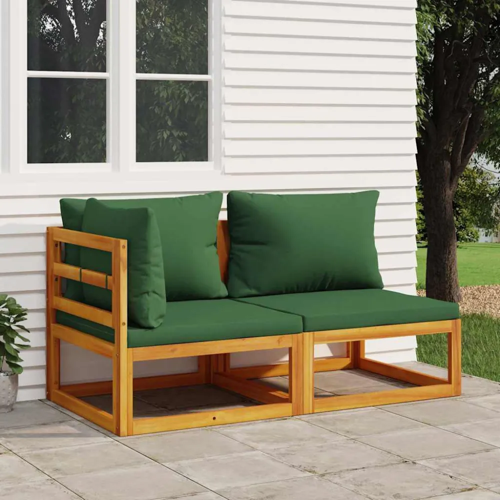 Sedia da Giardino Set Divani da Giardino 2pz con Cuscini Legno Massello di Acacia