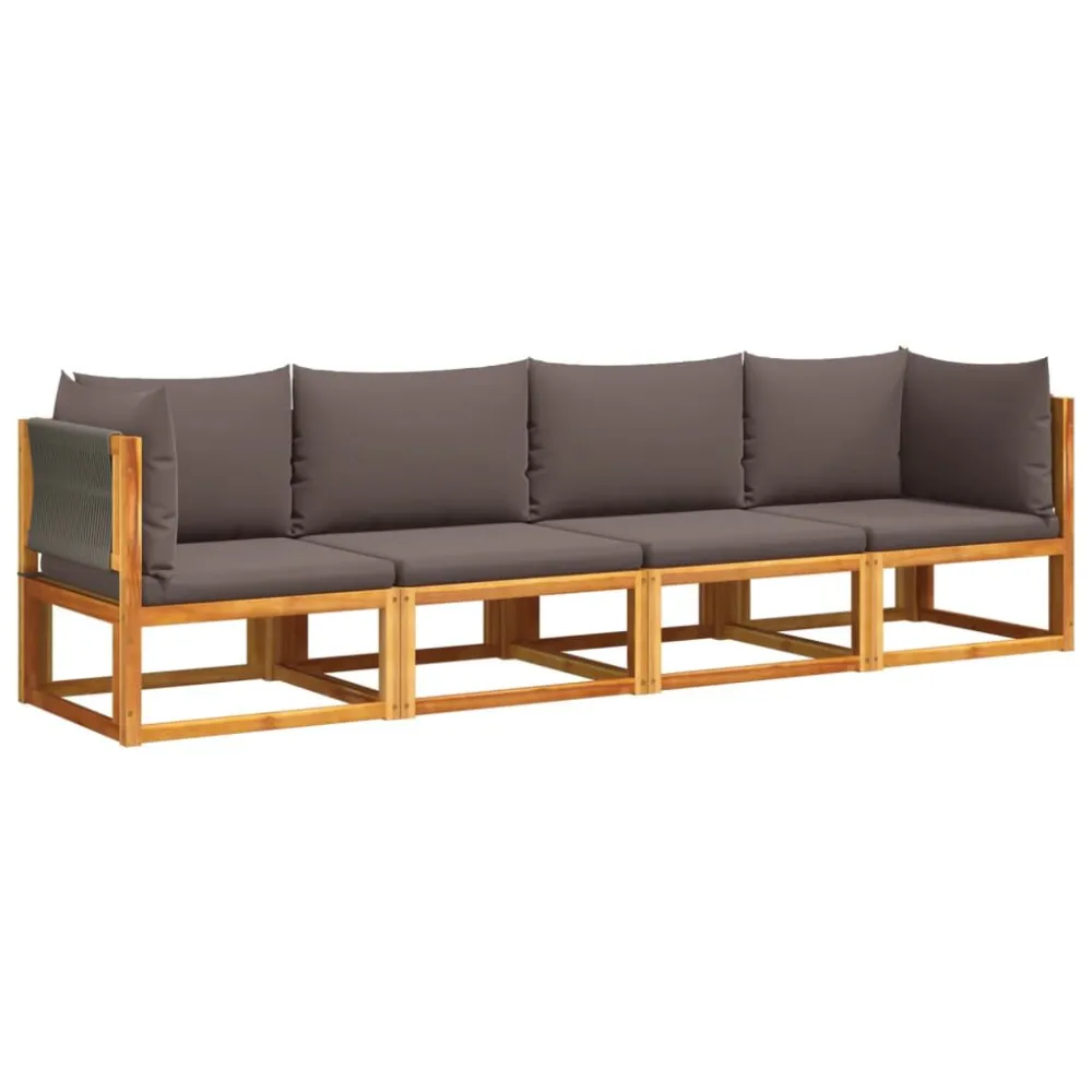 Sedia da Giardino Set Divani da Giardino 4pz con Cuscini Legno Massello di Acacia