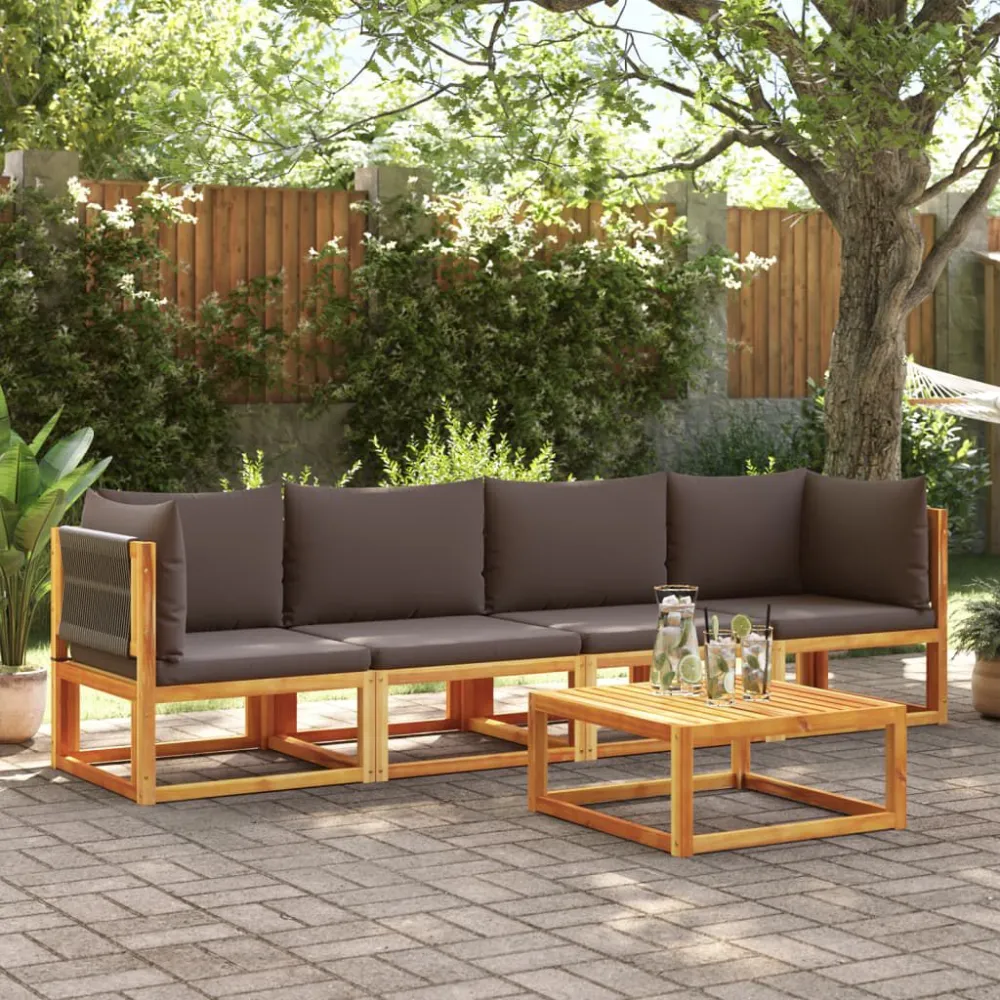 Sedia da Giardino Set Divani da Giardino 4pz con Cuscini Legno Massello di Acacia
