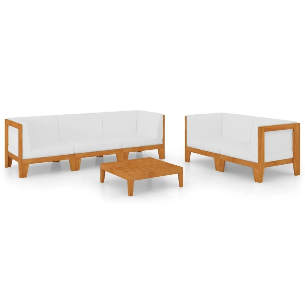 Sedia da Giardino Set Divani da Giardino 6 pz con Cuscini Massello di Acacia