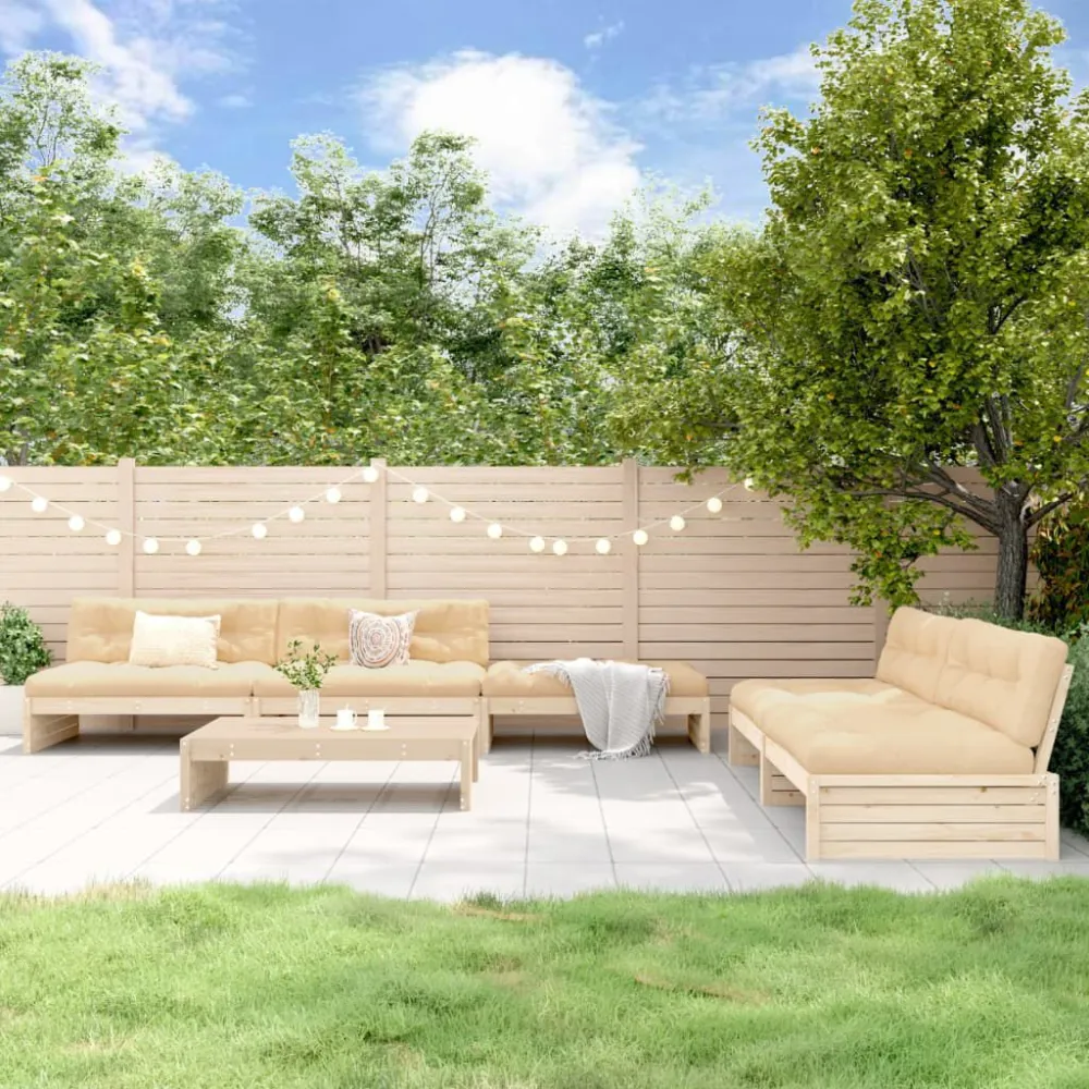Sedia da Giardino Set Divani da Giardino 6 pz con Cuscini Legno Massello