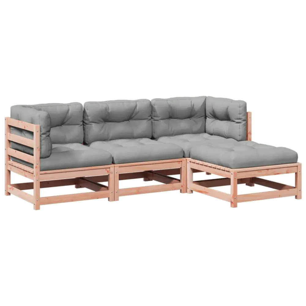 Sedia da Giardino Set Divani Giardino 4 pz Cuscini Legno Massello Abete Douglas