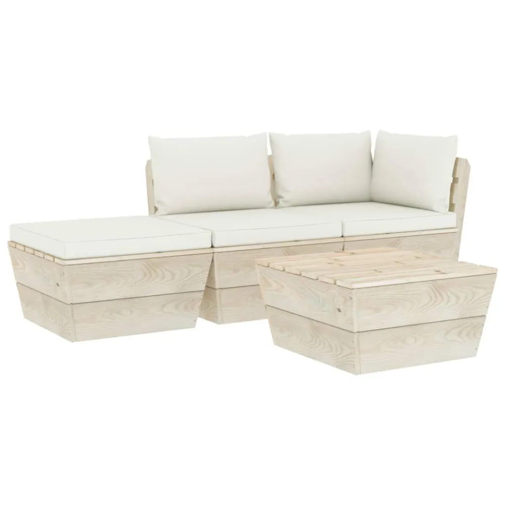 Sedia da Giardino Set Divani da Giardino su Pallet 4 pz con Cuscini Legno Abete