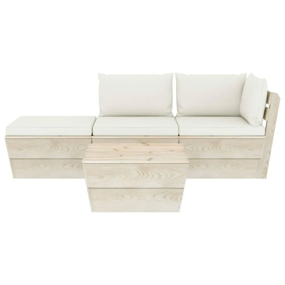 Sedia da Giardino Set Divani da Giardino su Pallet 4 pz con Cuscini Legno Abete