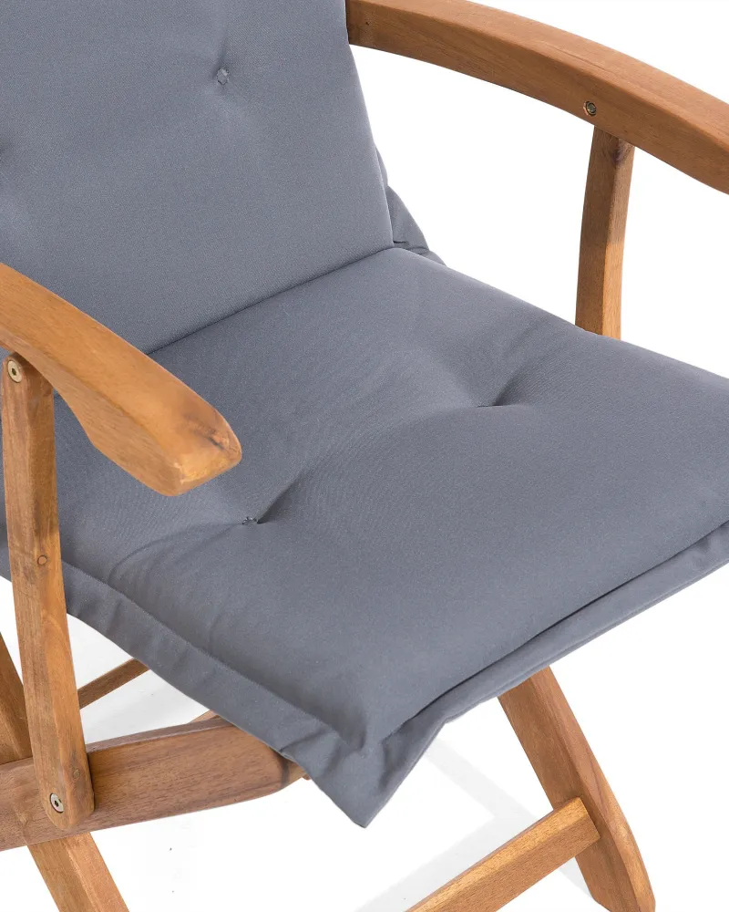 Sedia da Giardino Set 2 Garden Chairs Cushions MAUI Acacia Wood Graphite Grey