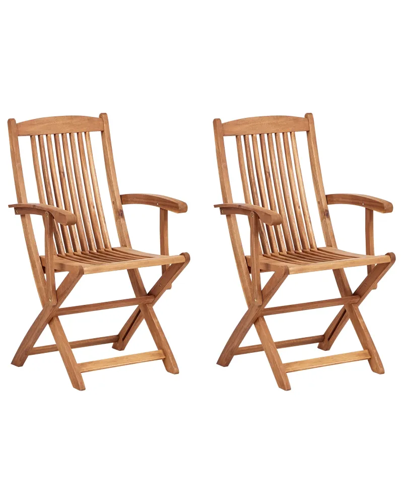 Sedia da Giardino Set 2 Garden Chairs MAUI II Acacia Wood Light Wood