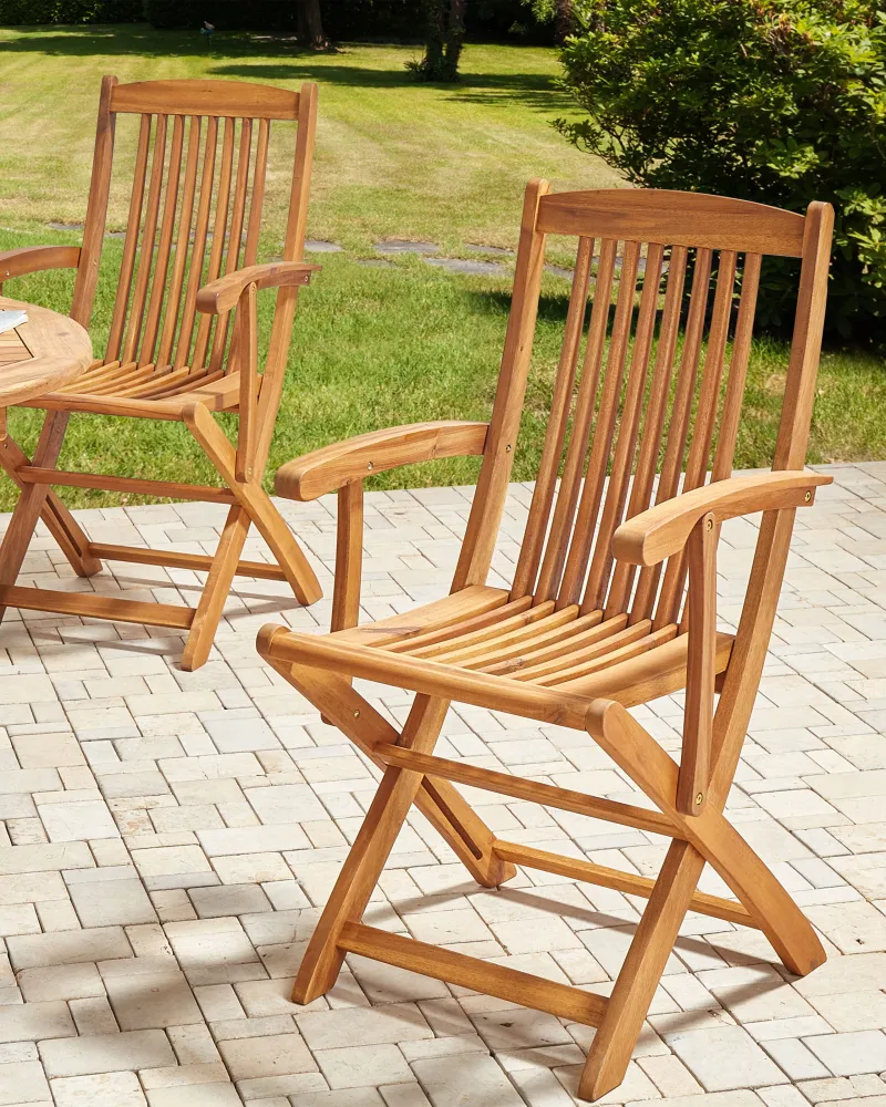 Sedia da Giardino Set 2 Garden Chairs MAUI II Acacia Wood Light Wood
