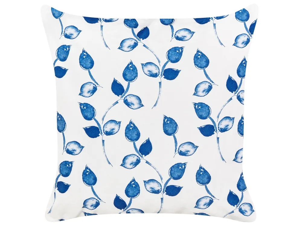 Sedia da Giardino Set 2 Outdoor Cushions Leaf Motif 45 x 45 cm White and Blue TORBORA