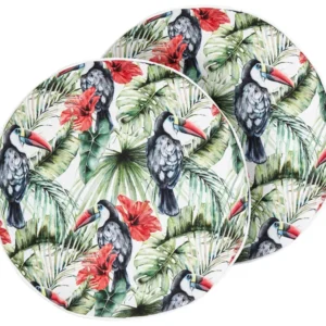 Sedia da Giardino Set 2 Outdoor Cushions Toucan Pattern ⌀ 40 cm Multicolour MALLARE