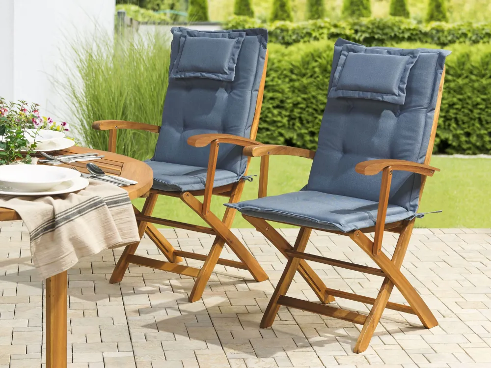 Sedia da Giardino Set 2 Outdoor Seat/Back Cushion Blue MAUI
