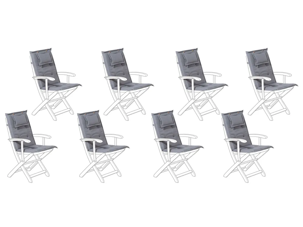 Sedia da Giardino Set 8 Outdoor Seat/Back Cushions Graphite Grey MAUI