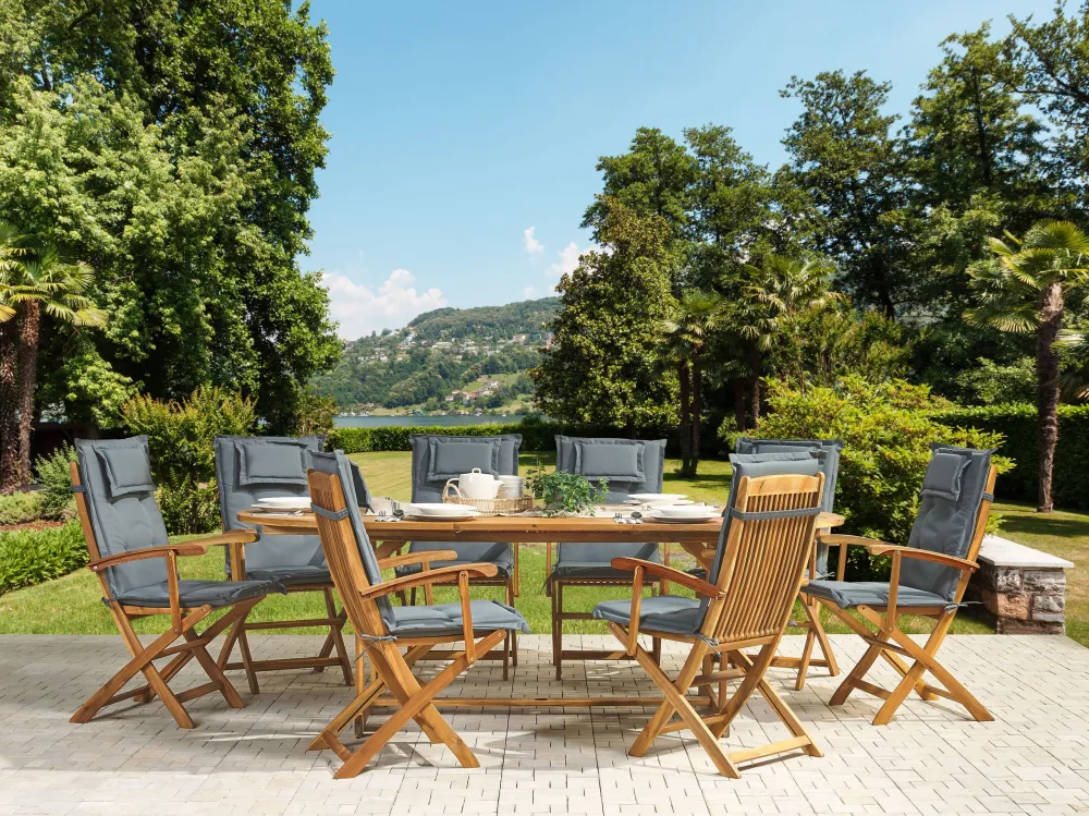 Sedia da Giardino Set 8 Outdoor Seat/Back Cushions Graphite Grey MAUI