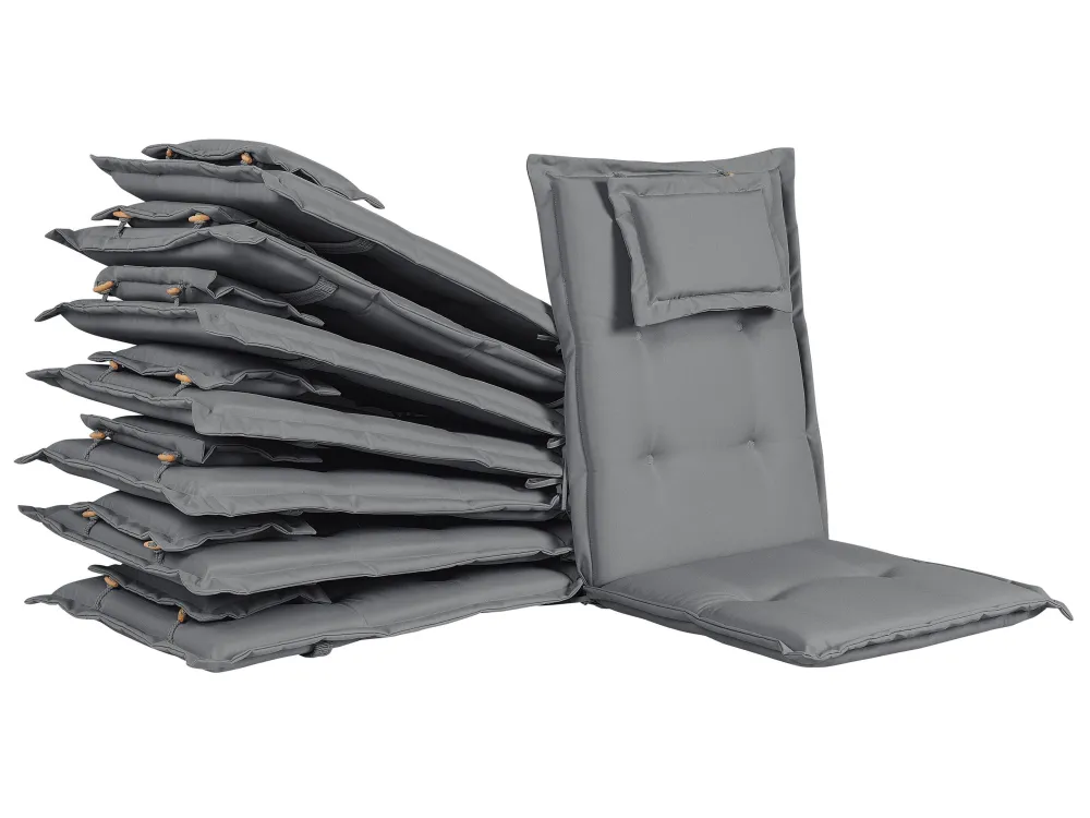 Sedia da Giardino Set 8 Outdoor Seat/Back Cushions Graphite Grey MAUI