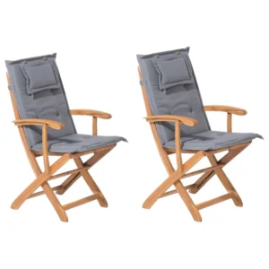 Sedia da Giardino Set di 2 sedie da giardino con cuscini MAUI Legno d'acacia Grigio grafite