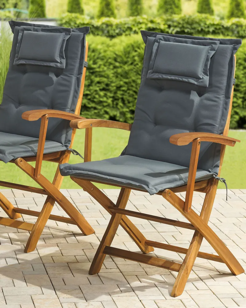 Sedia da Giardino Set di 2 sedie da giardino con cuscini MAUI Legno d'acacia Grigio grafite