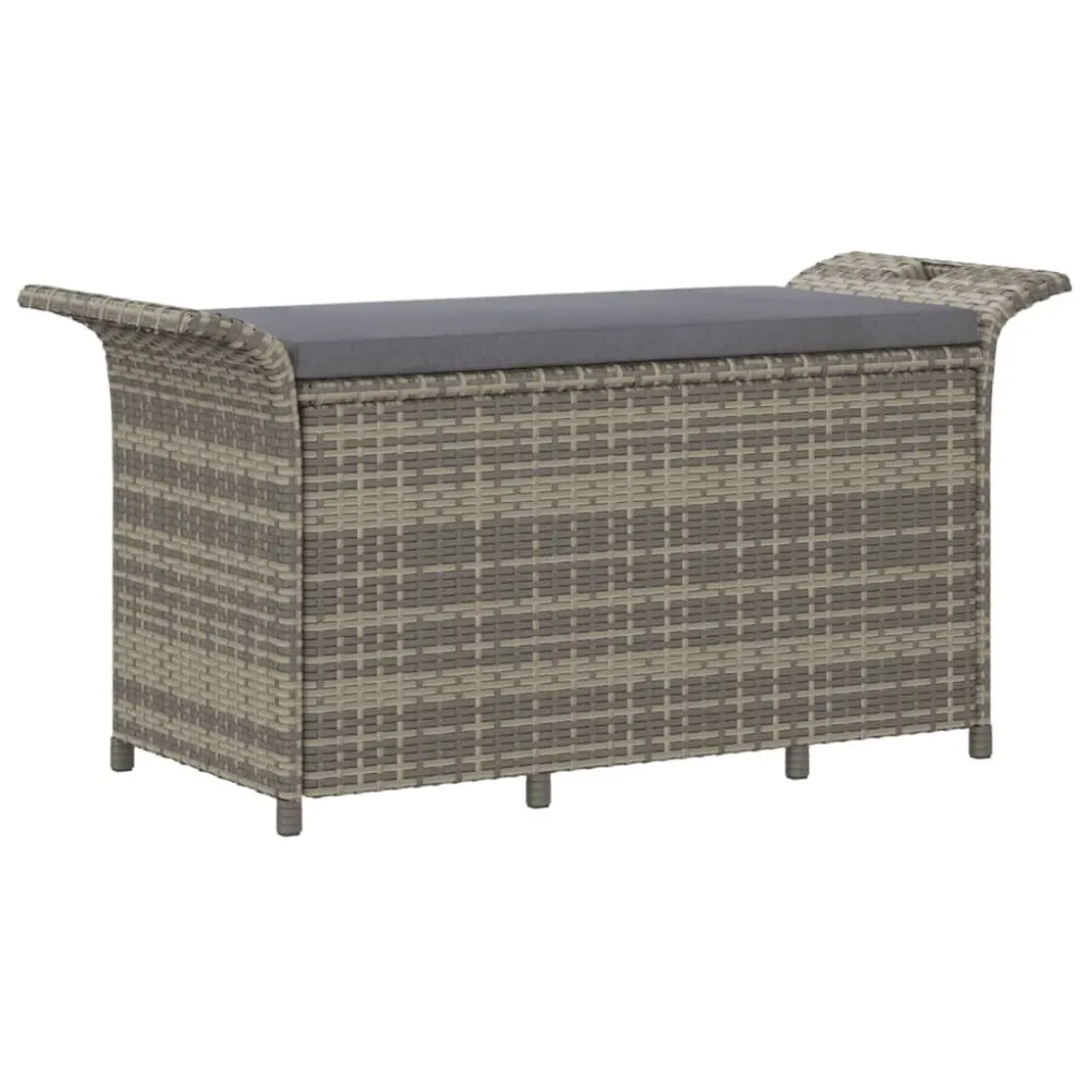 Sedia Pieghevole Panca da Giardino con Cuscino Grigio 116x46x57 cm Polyrattan
