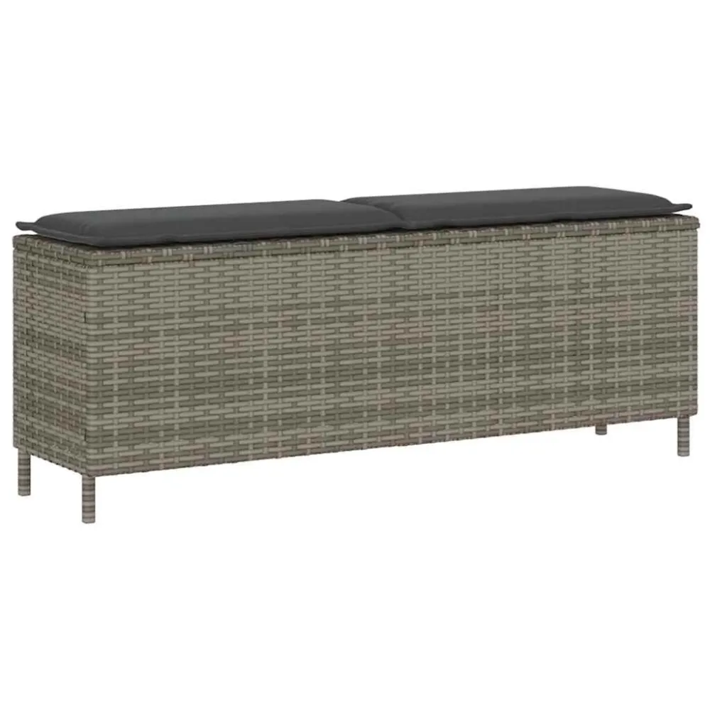 Sedia Pieghevole Panca da Giardino con Cuscino Grigio 110x30x40,5 cm Polyrattan