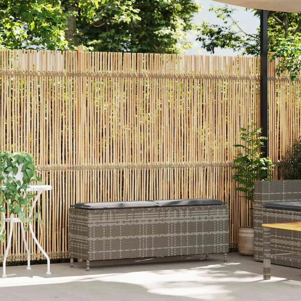 Sedia Pieghevole Panca da Giardino con Cuscino Grigio 110x30x40,5 cm Polyrattan