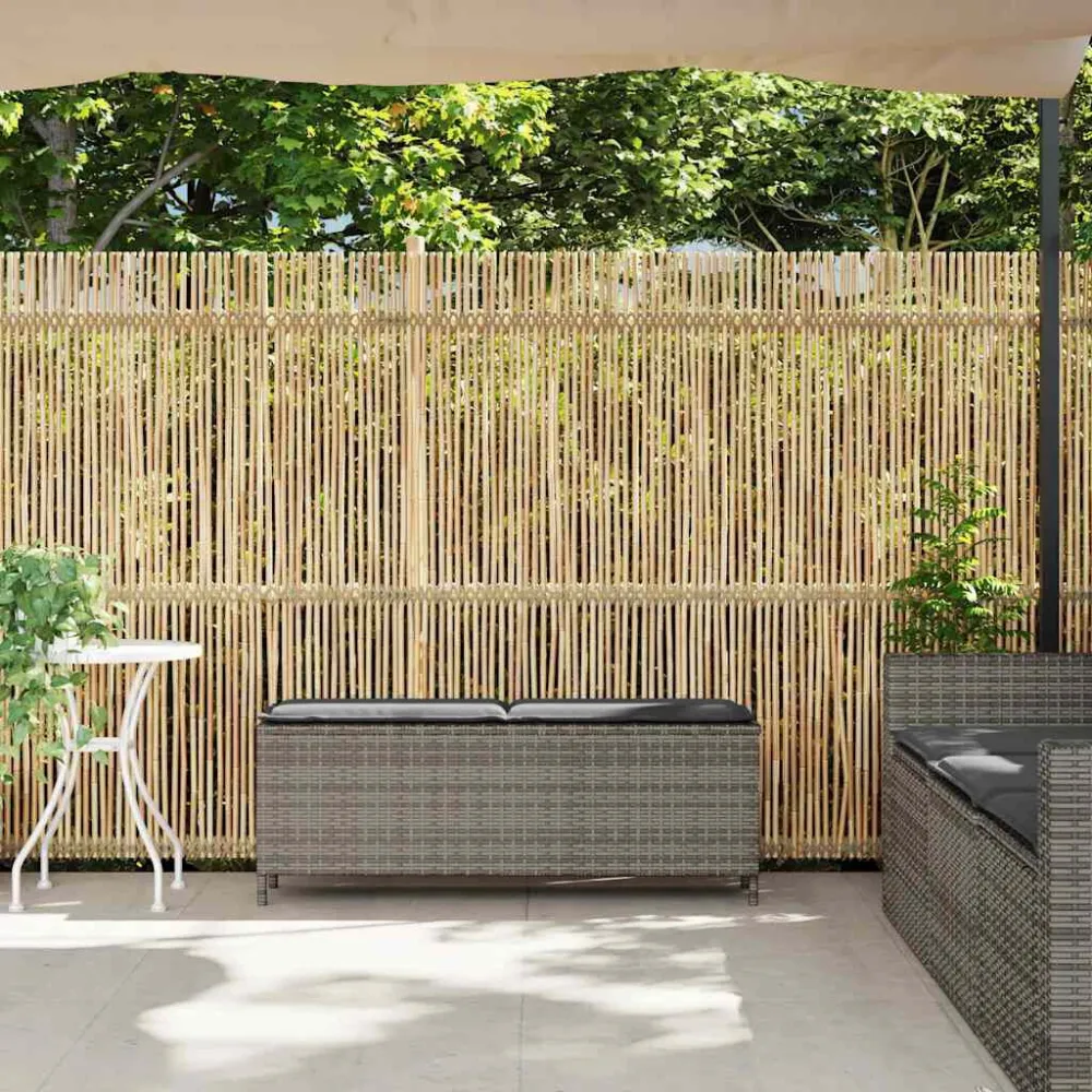 Sedia Pieghevole Panca da Giardino con Cuscino Grigio 110x30x40,5 cm Polyrattan