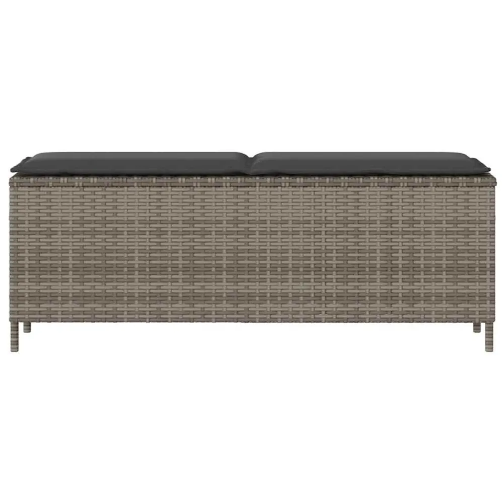 Sedia Pieghevole Panca da Giardino con Cuscino Grigio 110x30x40,5 cm Polyrattan